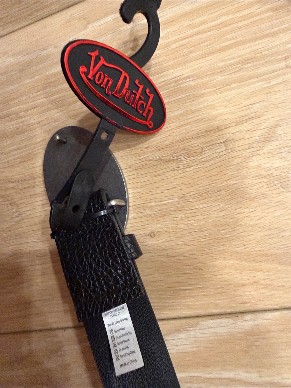 Von Dutch Black Belt with Silver Oval Logo Buckle - Picture 2 of 7